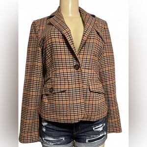 DKNY Brown and Tan Checkered Blazer